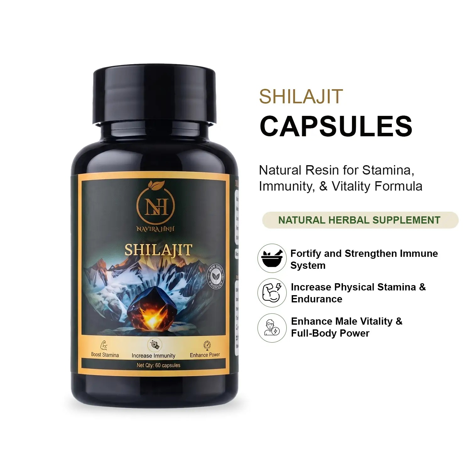 Shilajit Capsules | Purified Shilajit for Stamina & Energy Support | Easy-to-Take Capsule Format